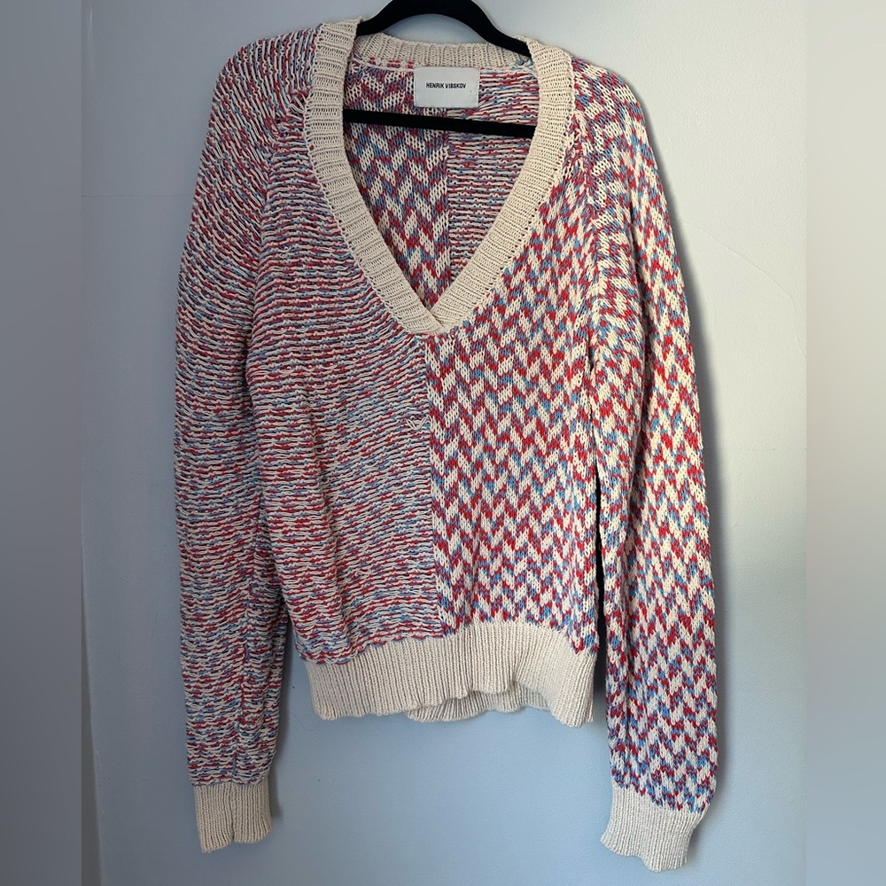 Colorful V-Neck Knit Sweater